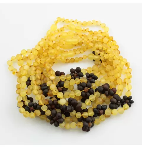 9 Raw Flower BAROQUE Baby teething Baltic amber necklaces 32cm