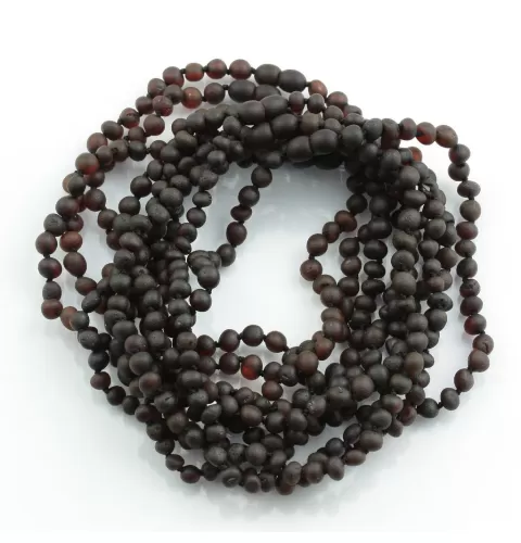8 Raw Cherry BAROQUE Baby teething Baltic amber necklaces 32cm