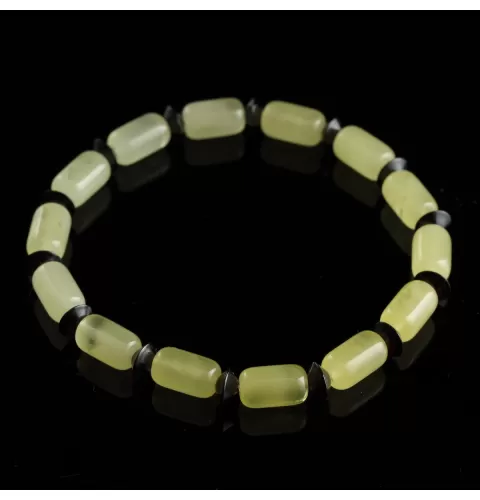 Butter cylinder beads Baltic amber stretch bracelet 18cm