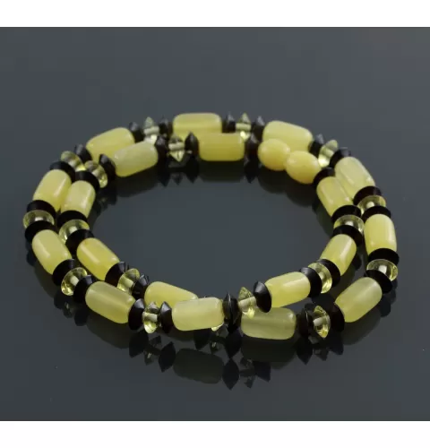Butter cylinder beads Baltic amber necklace 16in