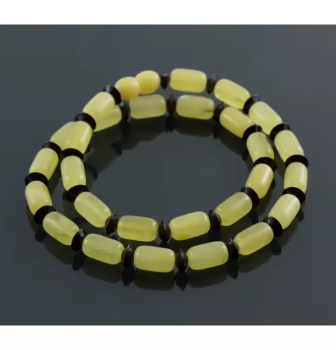 Butter cylinder beads Baltic amber necklace 16in
