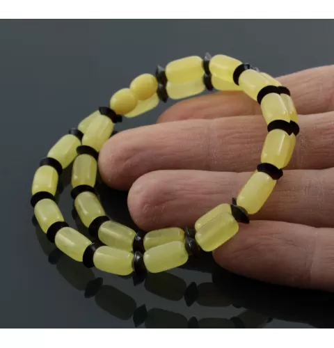 Butter cylinder beads Baltic amber necklace 16in