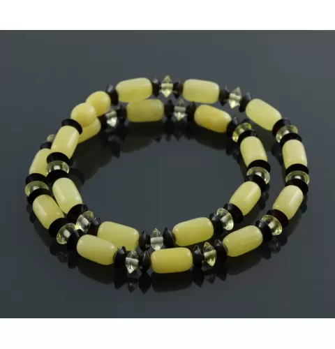 Butter cylinder beads Baltic amber necklace 16in