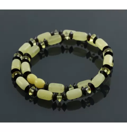Butter cylinder beads Baltic amber necklace 16in