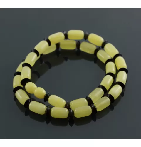 Butter cylinder beads Baltic amber necklace 16in