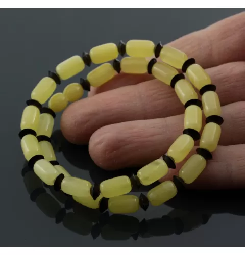 Butter cylinder beads Baltic amber necklace 16in