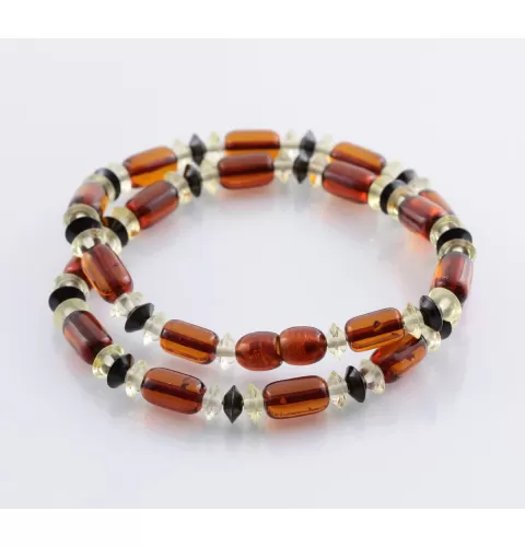 Cognac cylinder beads Baltic amber necklace 16in