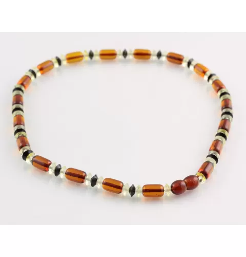 Cognac cylinder beads Baltic amber necklace 16in