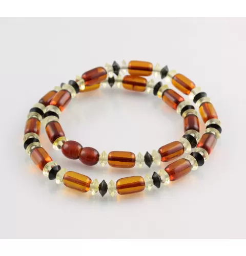 Cognac cylinder beads Baltic amber necklace 16in