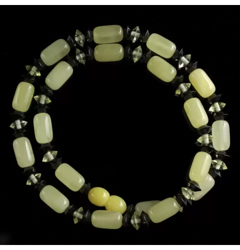 Butter cylinder beads Baltic amber necklace 41cm