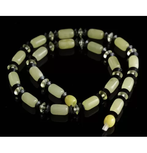 Butter cylinder beads Baltic amber necklace 41cm