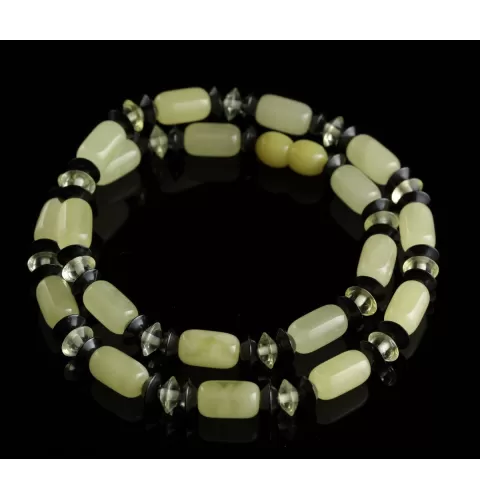 Butter cylinder beads Baltic amber necklace 41cm