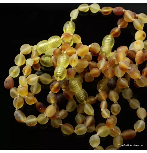 Mix Raw BEANS Baby teething Baltic amber bracelet