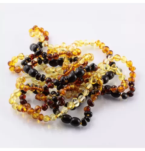 10 Rainbow BAROQUE Baltic amber teething bracelets 16cm