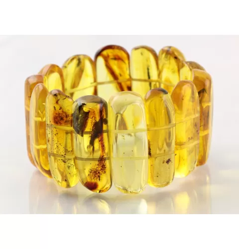 Baltic amber stretch bracelet with insect inclusions 19cm