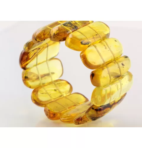 Baltic amber stretch bracelet with insect inclusions 19cm