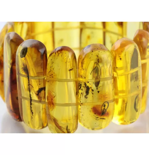 Baltic amber stretch bracelet with insect inclusions 19cm