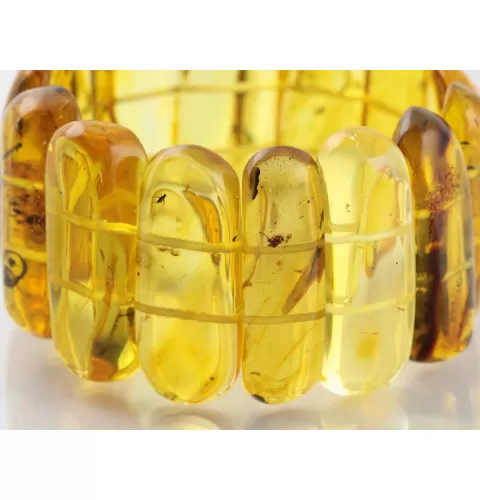 Baltic amber stretch bracelet with insect inclusions 19cm
