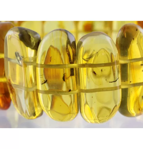 Baltic amber stretch bracelet with insect inclusions 18cm