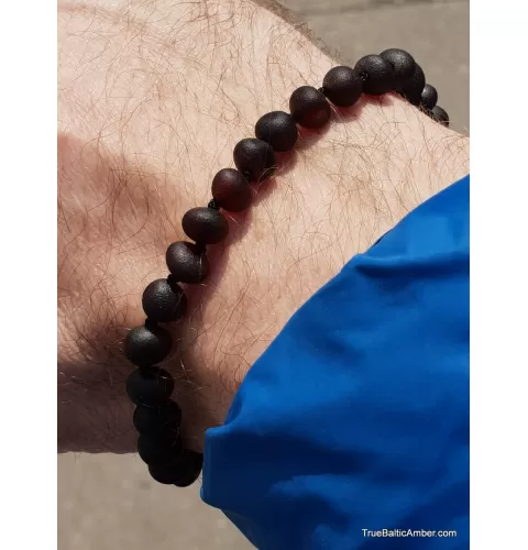 Raw Cherry BAROQUE beads Baltic amber Men bracelet 22cm