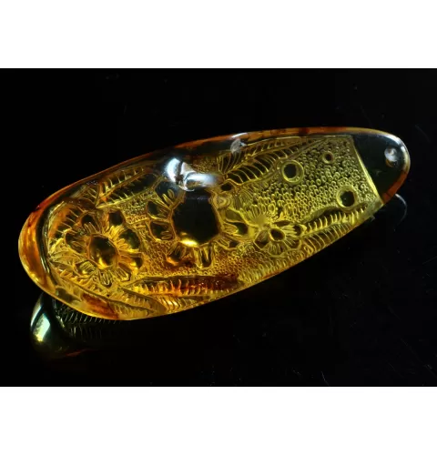 Carved Amulet Baltic amber fossil pendant w insect