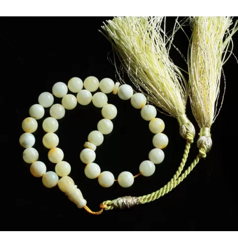 Islamic 33 Prayer White ROUND Baltic amber 7MM beads