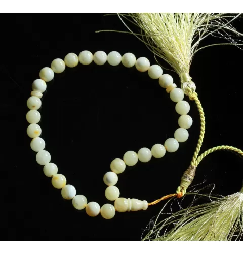 Islamic 33 Prayer White ROUND Baltic amber 7MM beads