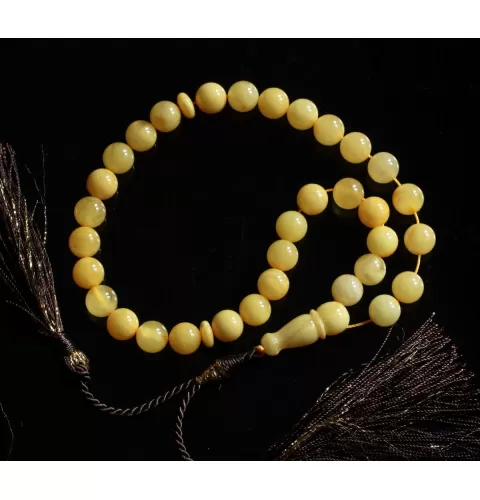 Islamic 33 Prayer Butter ROUND Baltic amber 8MM beads