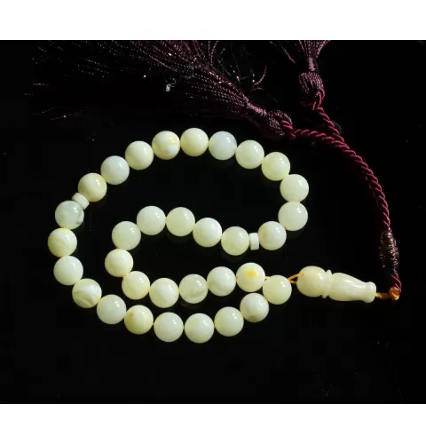 Islamic 33 Prayer White ROUND Baltic amber 7MM beads