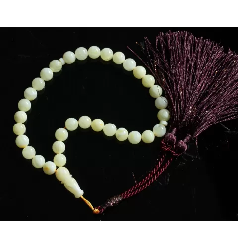 Islamic 33 Prayer White ROUND Baltic amber 7MM beads