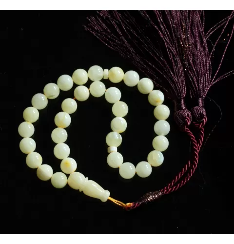 Islamic 33 Prayer White ROUND Baltic amber 7MM beads
