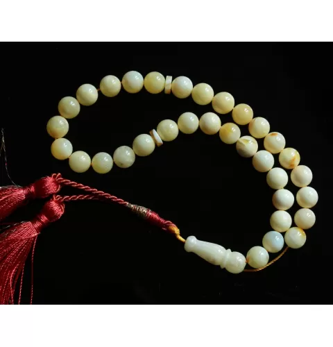 Islamic 33 Prayer White ROUND Baltic amber 7MM beads