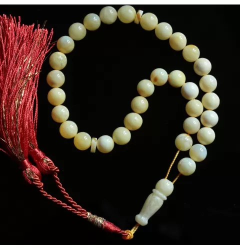Islamic 33 Prayer White ROUND Baltic amber 7MM beads