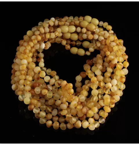 10 Unpolished Mix BAROQUE Baby teething Baltic amber necklaces 32cm