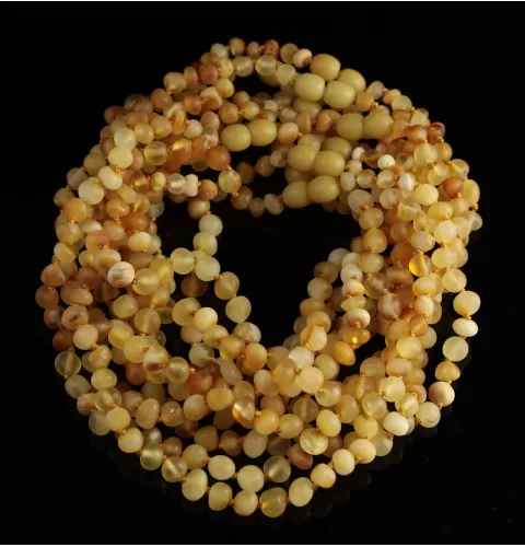 10 Unpolished Mix BAROQUE Baby teething Baltic amber necklaces 32cm