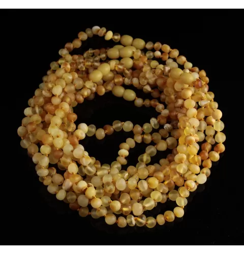 10 Unpolished Mix BAROQUE Baby teething Baltic amber necklaces 32cm