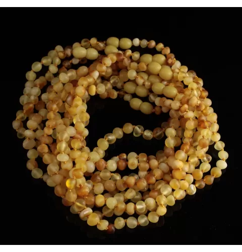 10 Unpolished Mix BAROQUE Baby teething Baltic amber necklaces 32cm
