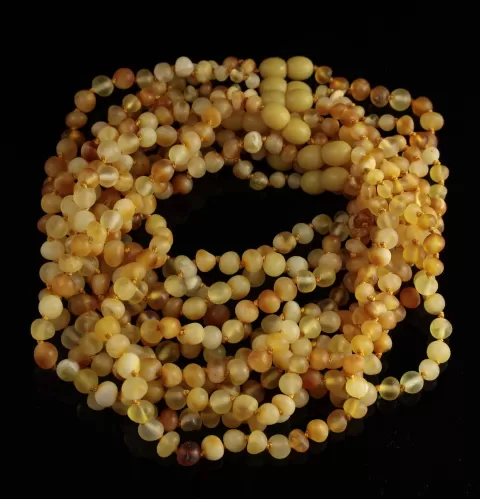 10 Unpolished Mix BAROQUE Baby teething Baltic amber necklaces 32cm