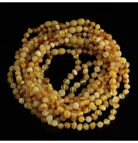 10 Unpolished Mix BAROQUE Baby teething Baltic amber necklaces 32cm