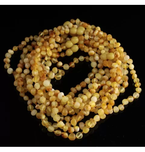 10 Unpolished Mix BAROQUE Baby teething Baltic amber necklaces 32cm