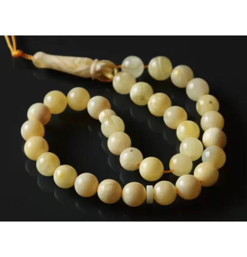 Islamic 33 Prayer White ROUND Baltic amber 7MM beads