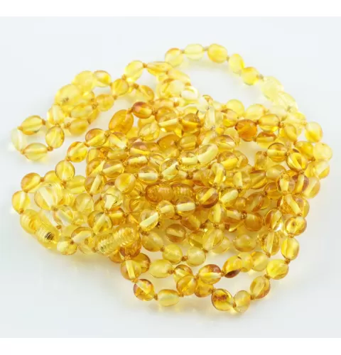 10 Lemon BEANS Baltic amber adult bracelets 19cm