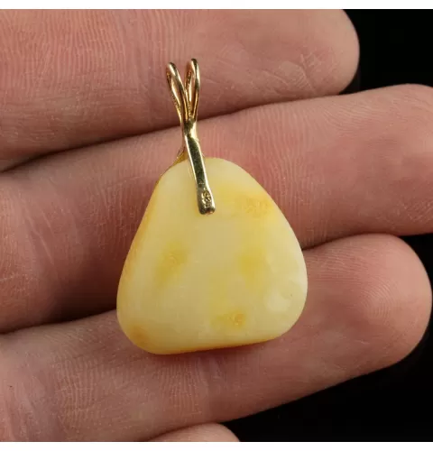 Genuine Baltic Amber Gold Plated Amulet Pendant