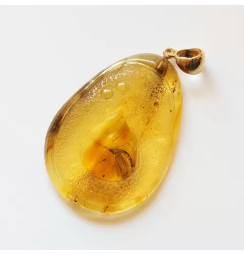 Matfly Insect in Carved Amulet Baltic amber fossil pendant