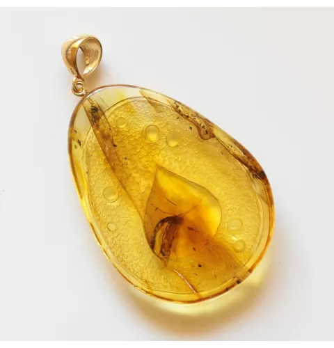 Matfly Insect in Carved Amulet Baltic amber fossil pendant