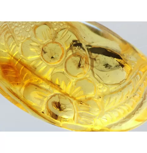 Swarm Insect in Carved Amulet Baltic amber fossil pendant