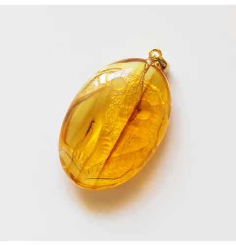 Spider Insect in Carved Amulet Baltic amber fossil pendant