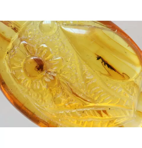 Spider Insect in Carved Amulet Baltic amber fossil pendant