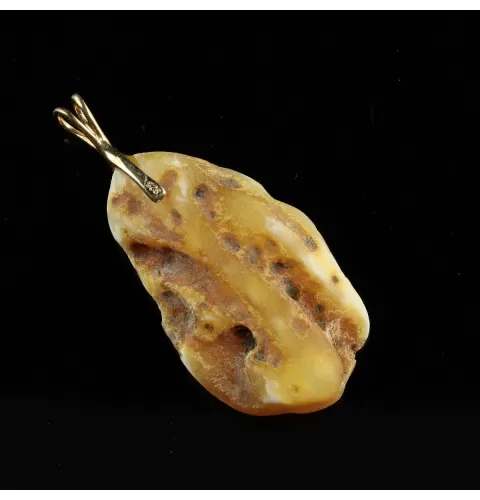 Genuine Baltic Amber Gold Plated Amulet Pendant