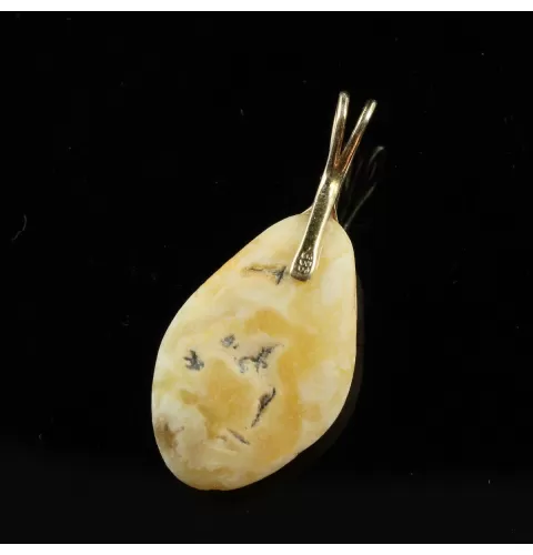 Genuine Baltic Amber Gold Plated Amulet Pendant